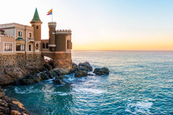 A historic castle overlooking the sea in Vina del Mar, Chile